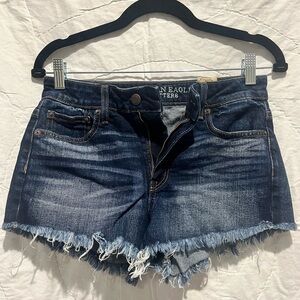 Women’s American Eagle Vintage Hi-rise Festival Stretch Blue Jean Cut Offs Sz2